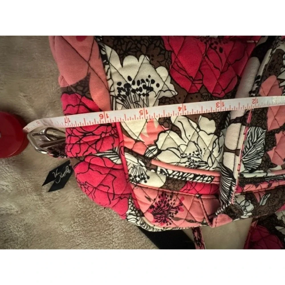 Vera Bradley Mocha Rouge Quilted Laptop Messenger Bag Pink Floral Crossbody